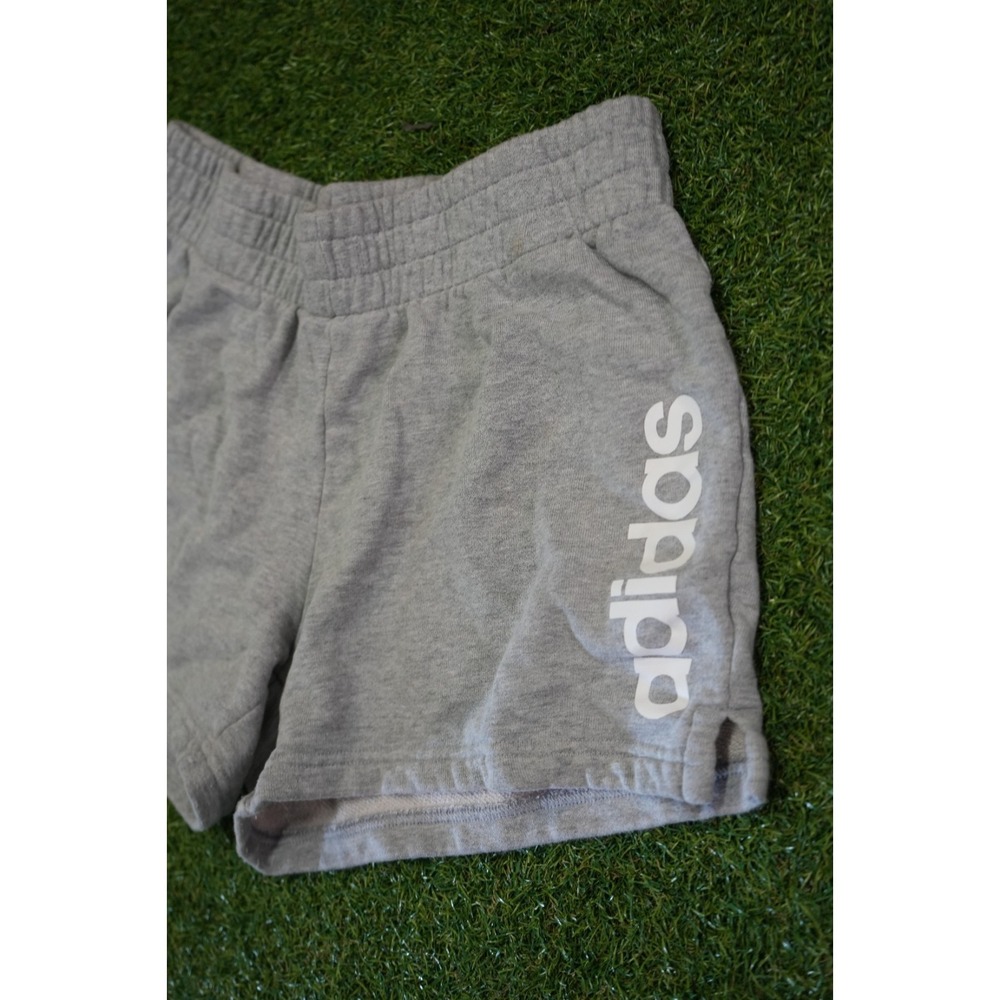 Adidas Athletic Sweat Short Women Medium Gray Logo Elastic Waist Pull-On Running - Picture 3 of 7